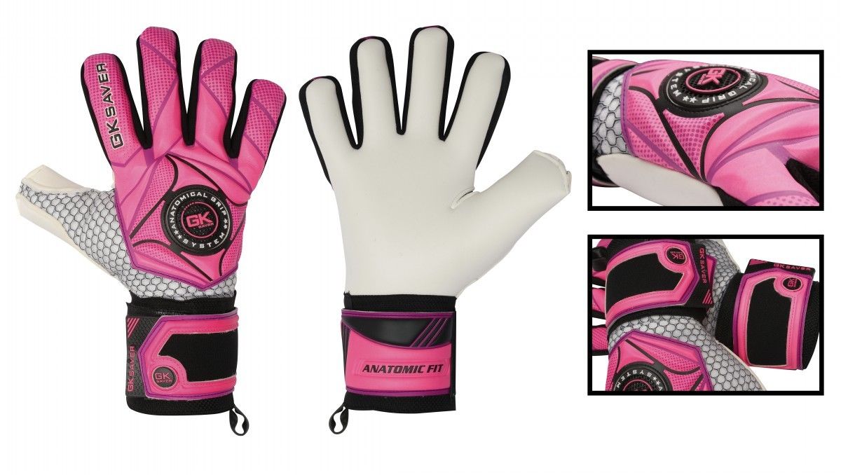 Football Goalkeeper Gloves Negative Cut GK Saver 3D Winner Pink size 